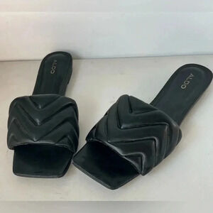 Aldo quilted, square toe flat sandals